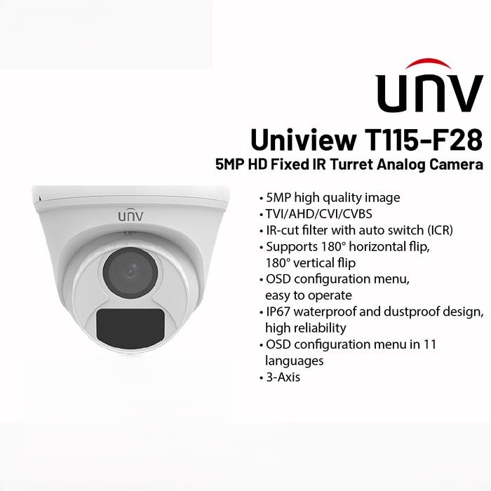 UNV UAC-T115-F28 5MP 2.8MM DOME كاميرا منزلية