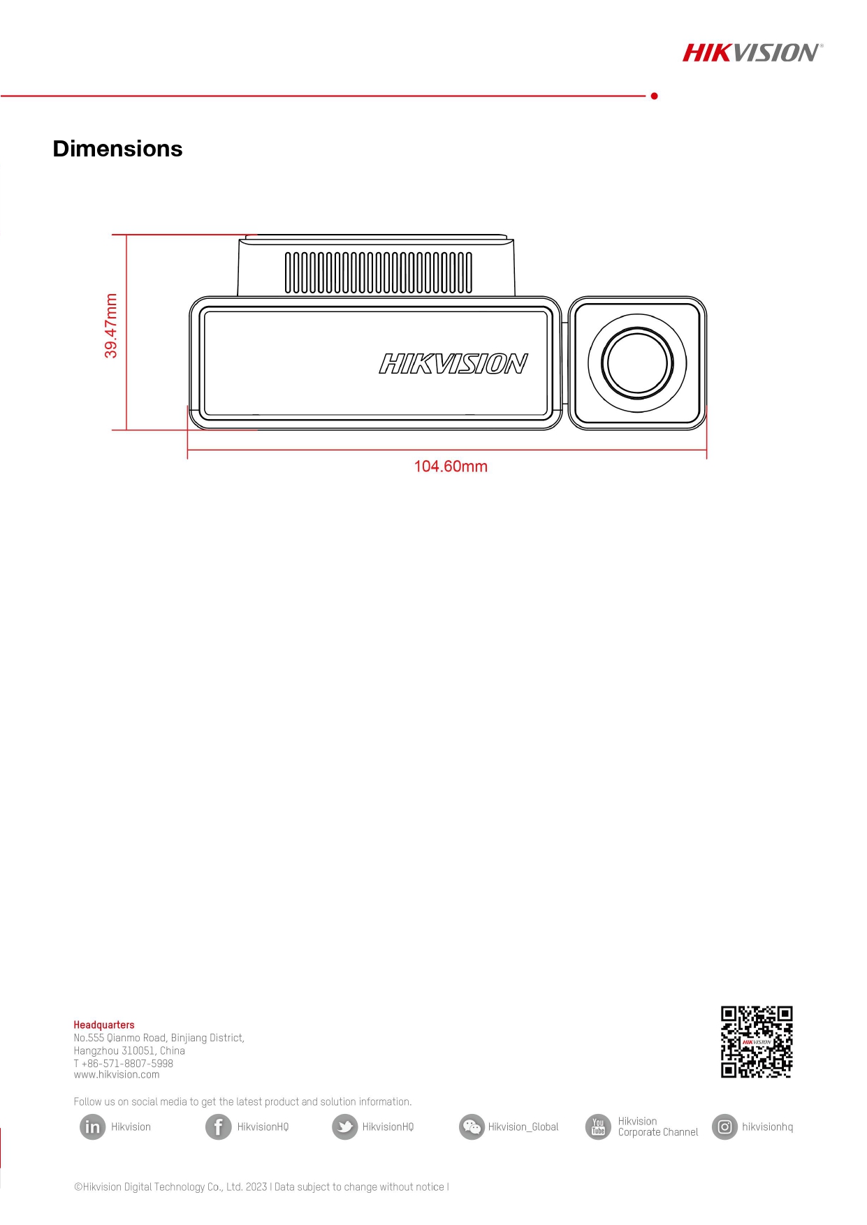HIKVISION DASH CAM AE-DC8222-C8PRO كاميرا سيارة
